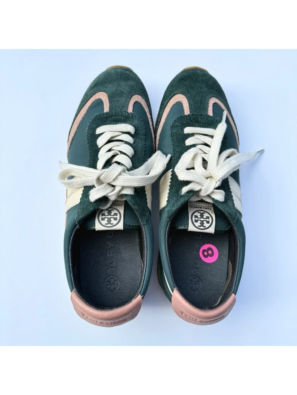 Tory Burch Hank Sneaker In Bottle Green/Pink Size 8M